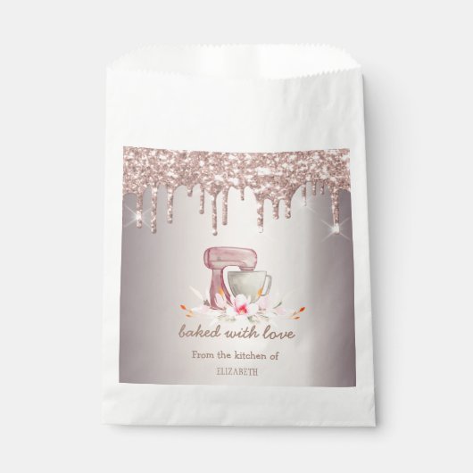 Mixer Flowers Rose Gold Glitter Drips Bakery    Bedankzakje (Voorkant)