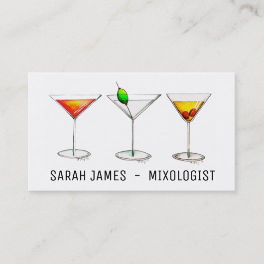 Mixoloog Bartender Cocktail Cosmo Martini Drink Visitekaartje (Voorkant)