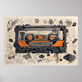  Mixtape Cassette Sketch Poster (Voorkant)