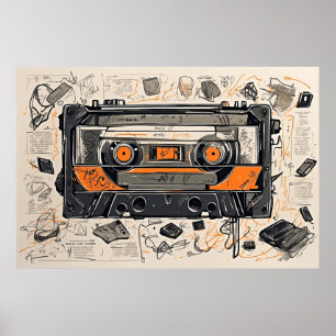 Mixtape Cassette Sketch Poster