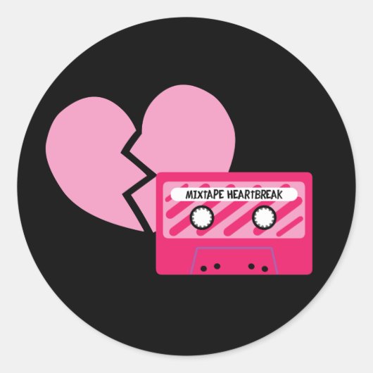 MixTape Heartbreak Ronde Sticker (Voorkant)