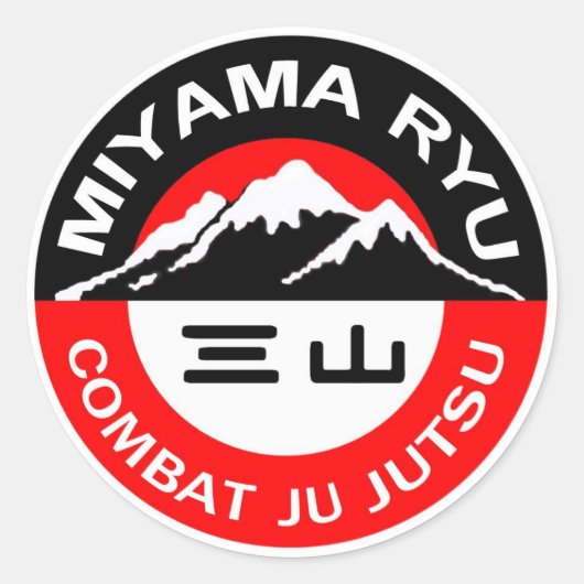 Miyama Ryu Logo Zwart & Rood Ronde Sticker (Voorkant)