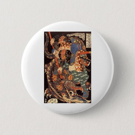 Miyamoto Musashi Ink Painting Ronde Button 5,7 Cm (Voorkant)