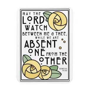 Mizpah Blessing   Gele rozen   Art Nouveau Style Magneet