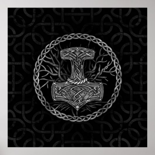 Mjolnir - De hamer van Thor en Boom van het leven Poster (Voorkant)