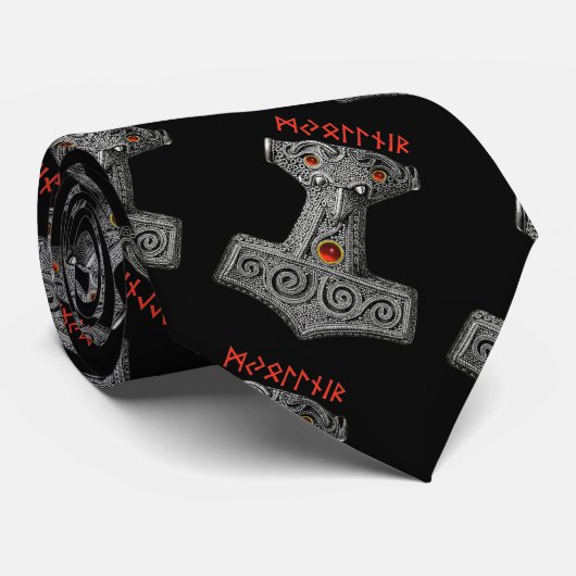 MJOLNIR Hammer van Thor Pattern, Viking Mythology Stropdas (Opgerold)