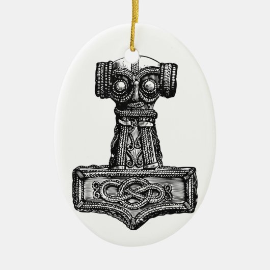 Mjolnir: Thor's Hammer Keramisch Ornament (Voorkant)