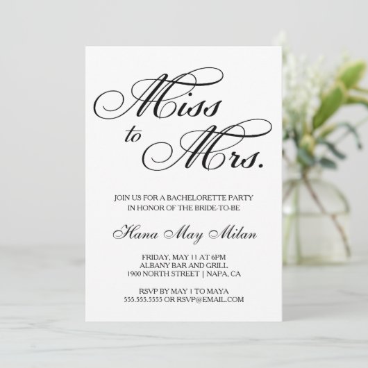 Mlle à Mme Bachelorette Invitation (Debout devant)