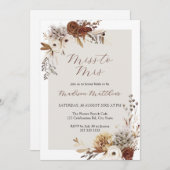 Mlle à Mme Boho Invitation à la douche nuptiale fl (Devant / Derrière)