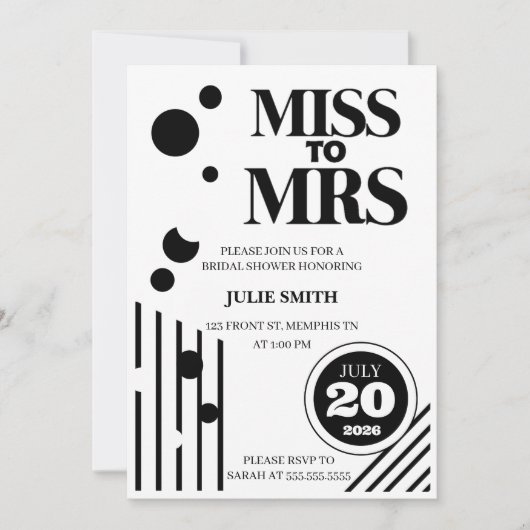 Mlle à Mme Bridal Shower Invitation (Devant)