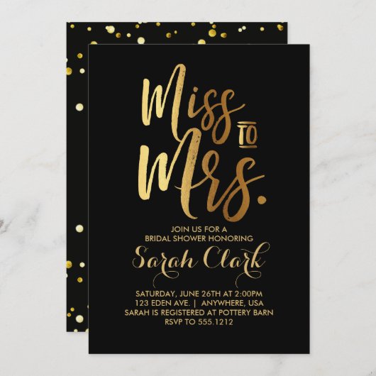 Mlle à Mme Bridal Shower Invitation (Devant / Derrière)