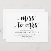 Mlle à Mme, Invitation de douche nuptiale moderne (Devant / Derrière)