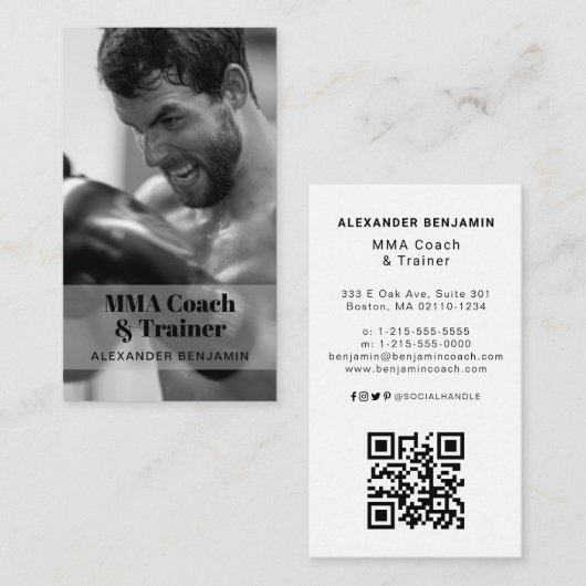 MMA Coach & Trainer Foto QR Code Visitekaartje (Voorkant / Achterkant)