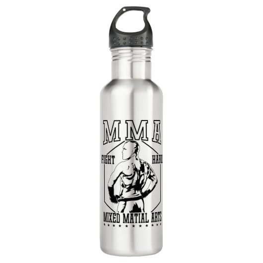 MMA "Fight Hard" Kämpfer Waterfles (Voorkant)