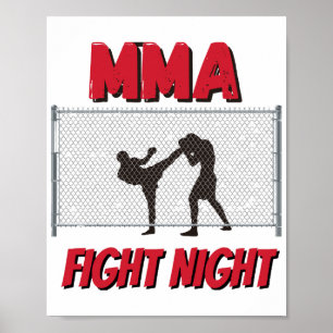 MMA Fight Night tekst en Silhouette van twee vecht Poster