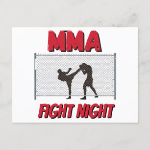 MMA Fight Night text and Silhouette of Two Fighter Feestdagenkaart