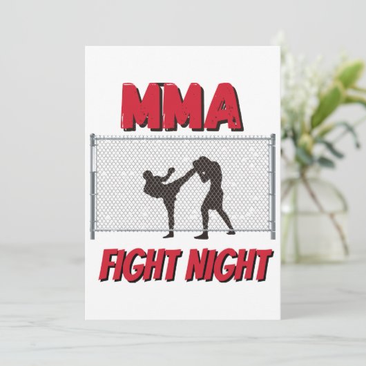 MMA Fight Night text and Silhouette of Two Fighter Kaart (Staand voorkant)