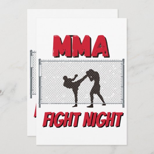 MMA Fight Night text and Silhouette of Two Fighter Kaart (Voorkant / Achterkant)