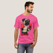 Mma Kickboxer Pug Hond Bokshandschoenen Kickboksen T-shirt (Voorkant volledig)