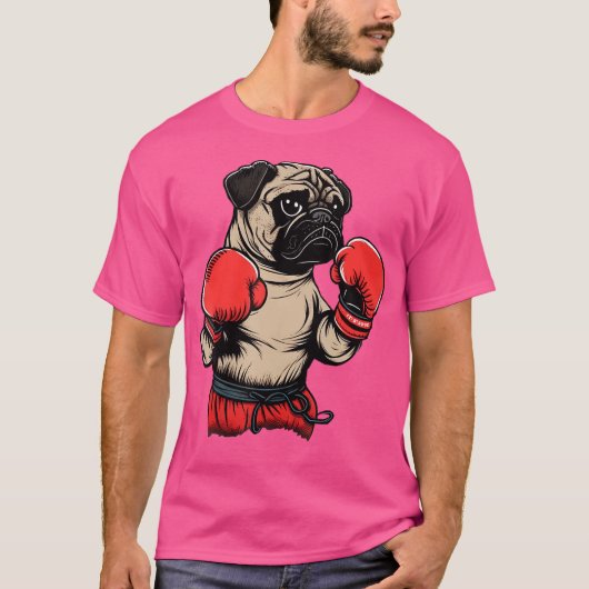 Mma Kickboxer Pug Hond Bokshandschoenen Kickboksen T-shirt (Voorkant)