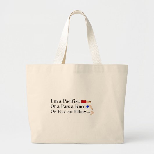 MMA Pacifist Humor Design Grote Tote Bag (Voorkant)