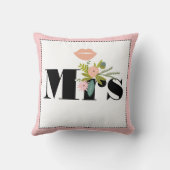 Mme Bride Peachy Coussin des lèvres roses Flore et (Verso)