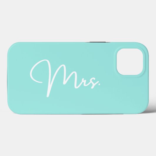 "Mme", coque iphone turquoise (Verso (horizontal))