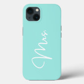 "Mme", coque iphone turquoise (Verso)