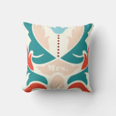 Mme Coussin de damas moderne sarcelle pêche corail (Recto)