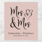 Mme et Mme Lesbian Blush Pink Mariage Étiquette de (Étiquettes simples)