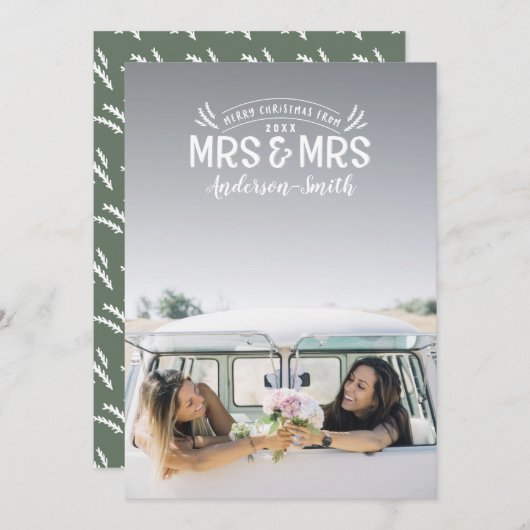Mme et Mme mariage de Noël faire-part (Devant / Derrière)
