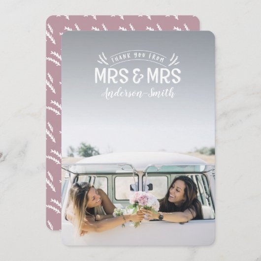 Mme et Mme mariage vous remercient des cartes (Devant / Derrière)