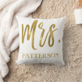 Mme et nom Faux Gold Foil Coussin (Couverture)
