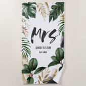 Mme feuille tropicale & typographie serviette de p (Devant)