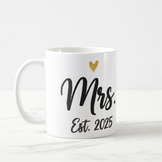 Mme. Future Mme 2025" Tasse Mug à cœur d'or pour f (Gauche)