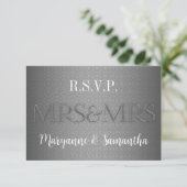 Mme & Mme Gay Lesbian Wedding RSVP en argent (Debout devant)