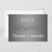 Mme & Mme Gay Lesbian Wedding RSVP en argent (Devant / Derrière)