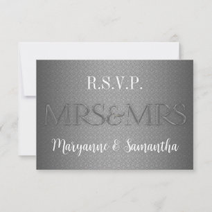 Mme & Mme Gay Lesbian Wedding RSVP en argent