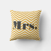 Mme Mustard Yellow Ivory et Grey Zig Zag Coussin (Verso)