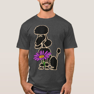 Mmilemoretes Black Poodle Dog met Paarse Daisy T-shirt