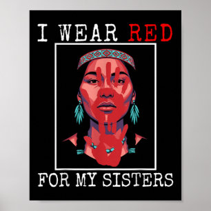Mmiw Native Indiaan Amerikaanse Draag Rode Kleren Poster