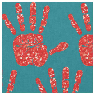 MMIW Red Hand Jeweled Pattern Turquoise Stof