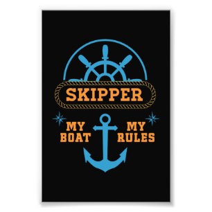 M'n boeg m'n regels grappig schip kapitein Motto Q Foto Afdruk