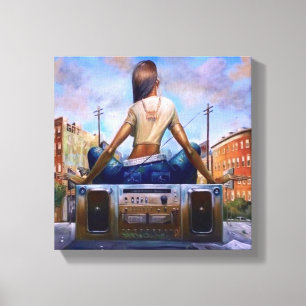 M'n Boombox in de Hood pompen Canvas Afdruk