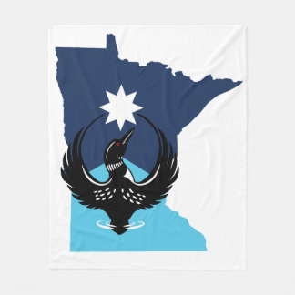 MN Loon Rising - MN State flag Fleece Deken