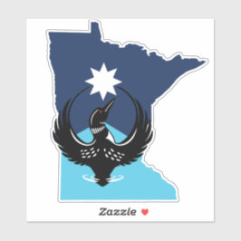 MN Loon Rising - MN State flag Sticker