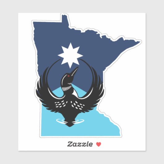 MN Loon Rising - MN State flag Sticker (Vel)
