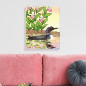 MN State Bird Flower Loon Lady Slipper Canvas Afdruk (Insitu (Woonkamer))