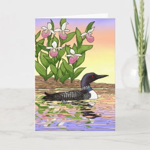 MN State Bird Flower Loon Lady Slipper Kaart