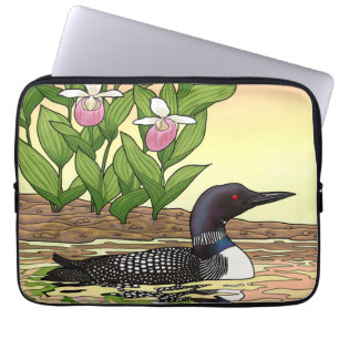 MN State Bird Flower Loon Lady Slipper Laptop Sleeve